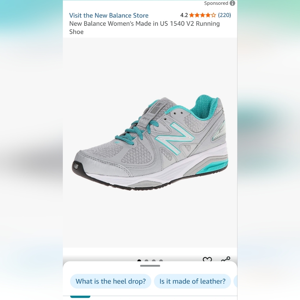 New Balance 1540 V2 Women's Athletic Shoes in Gray and Teal